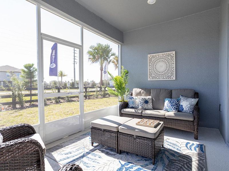 Your living space extends outdoors to your covered lanai - Shelby model home in St. Cloud, FL