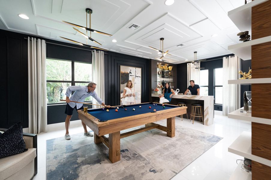 This Club Room makes for a great game room space, perfect for entertaining.