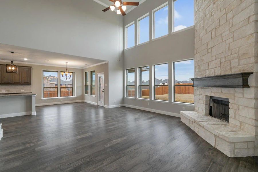 Family Room | Concept 3218 at Abe's Landing in Granbury, TX by Landsea Homes