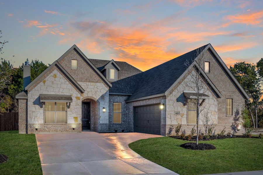 Elevation B with Stone | Concept 2050 at Abe's Landing in Granbury, TX by Landsea Homes