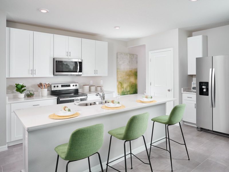 Kitchen of the Olympic Plan modeled at Monroe Meadows.