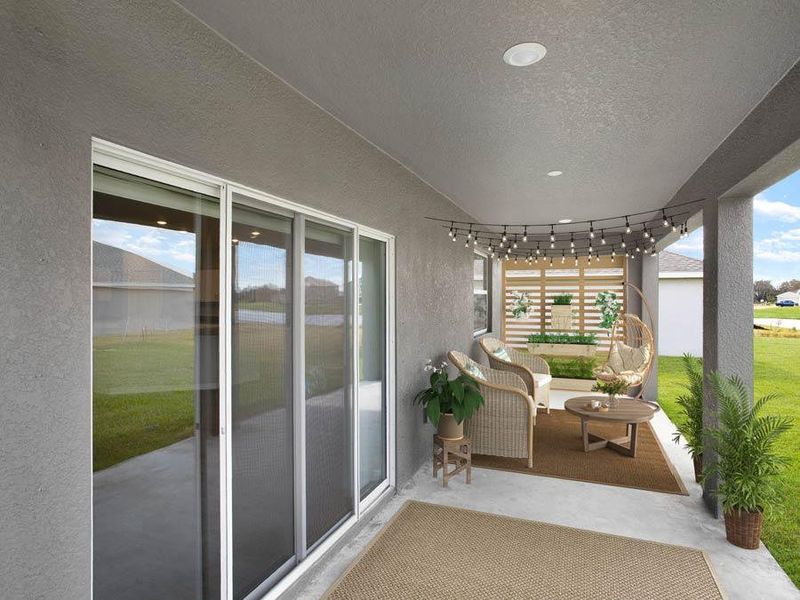These Riverview homes even include a covered lanai, extending your living space outdoors - Wesley ll home plan