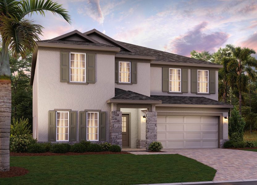 Elevation 3 with Optional Stone - Wilshire by Landsea Homes