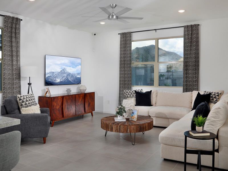 Lark living room modeled at San Tan Groves