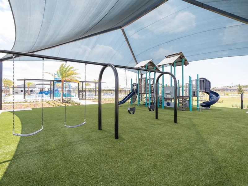 A shaded playground provides for year-round outdoor fun.