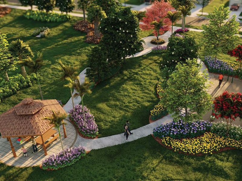 Multiple trails are located in the community, along with fitness stations, benches, and picnic areas. (Artist`s rendering)