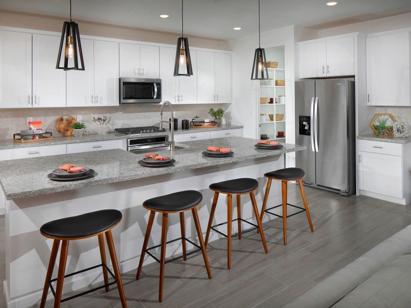 The large kitchen island makes entertaining easy.