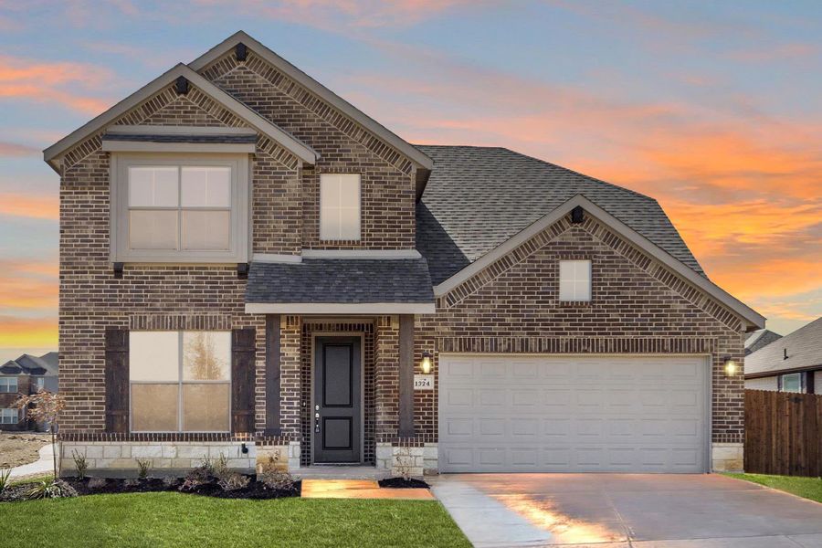 Elevation C with Stone | Concept 2440 at Chisholm Hills in Cleburne, TX by Landsea Homes
