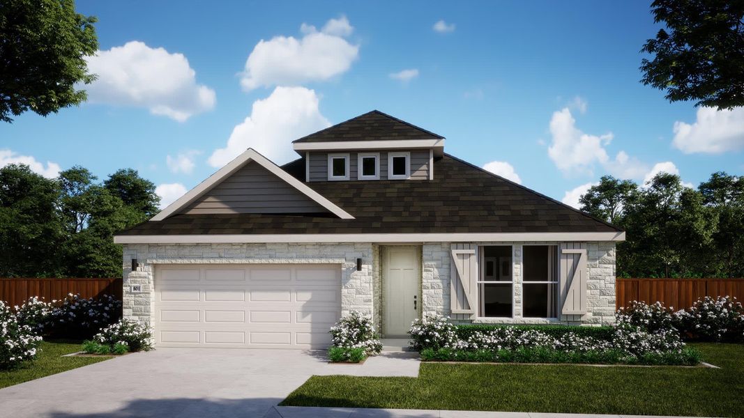 Elevation A with Stone | Monica | Sage Collection – Freedom at Anthem in Kyle, TX by Landsea Homes