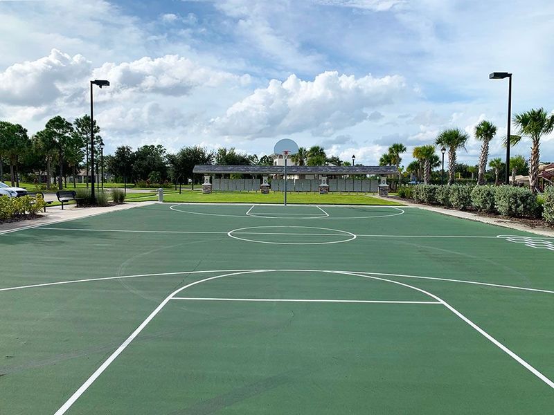 Cross Creek community amenity full basketball court in Parrish, FL new home construction by William Ryan Homes Tampa