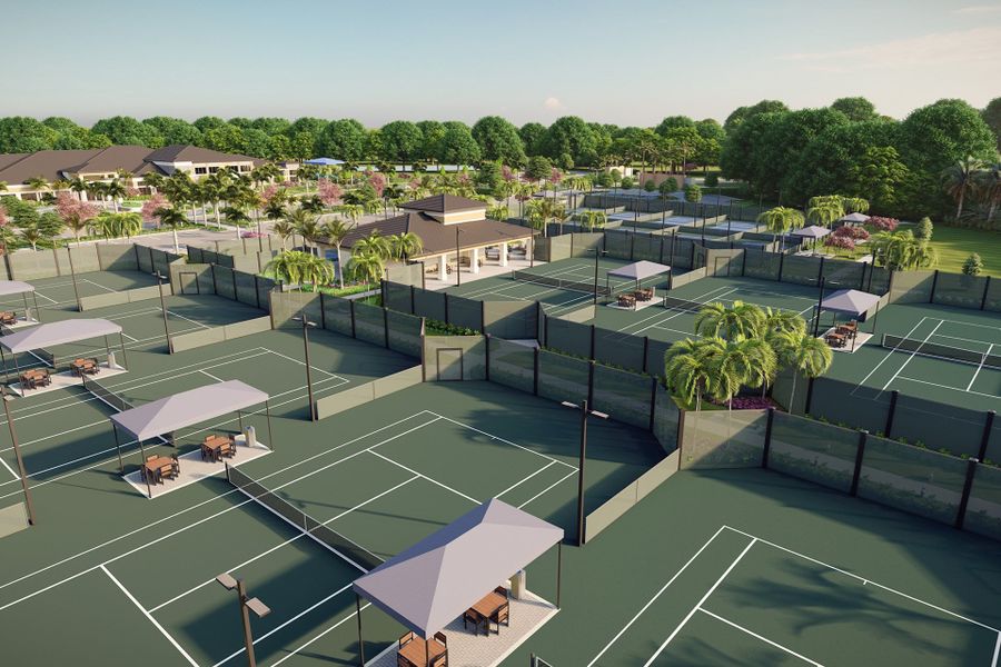 Avenir West Clubhouse Tennis Courts - Artist Concept