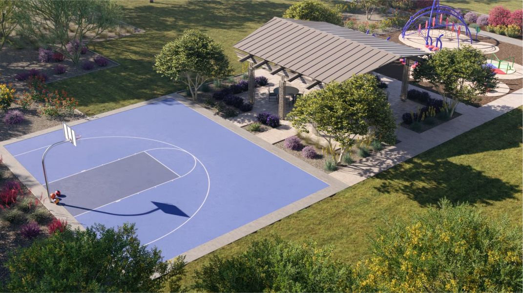 Aerial view of the basketball court