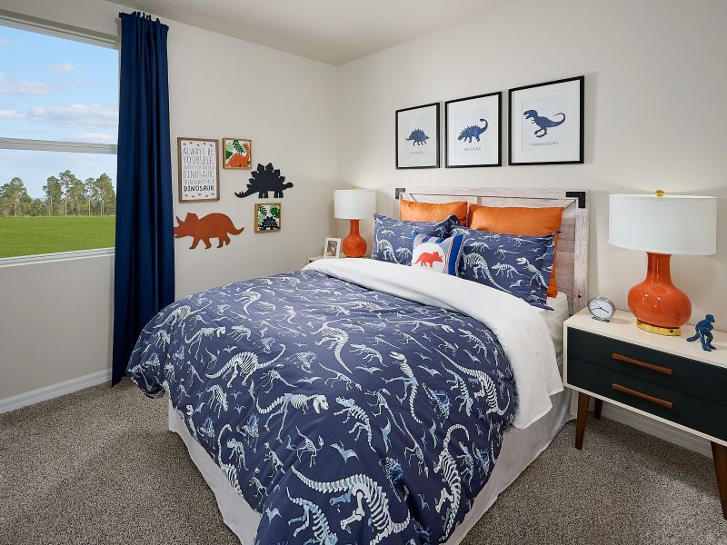 Secondary bedroom of the Acadia floorplan modeled at Park East.