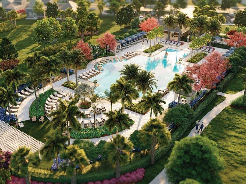 The zero entry pool will be surrounded by a large pool deck, gathering plaza, and outdoor kitchen. (Artist`s rendering)
