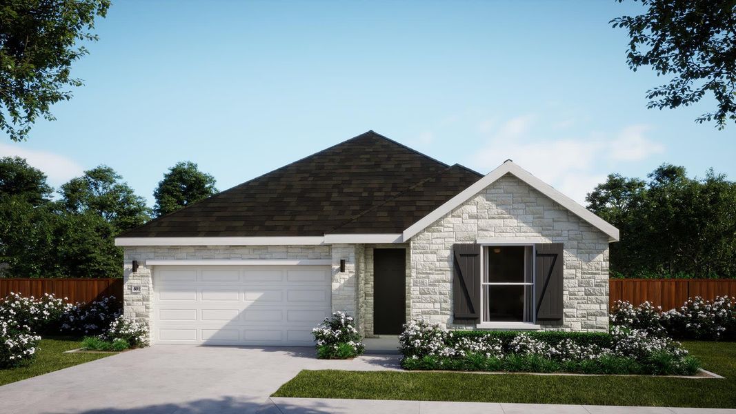 Elevation A with Stone | Nancie | Sage Collection – Freedom at Anthem in Kyle, TX by Landsea Homes