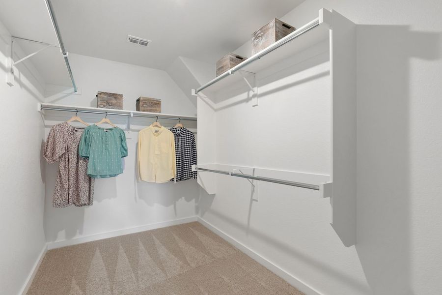REPRESENTATIVE PHOTO – Primary Closet in a Cibolo Hills new home in Fort Worth TX by Trophy Signature Homes