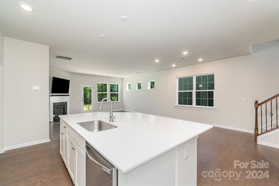 Open Concept with large Kitchen Island