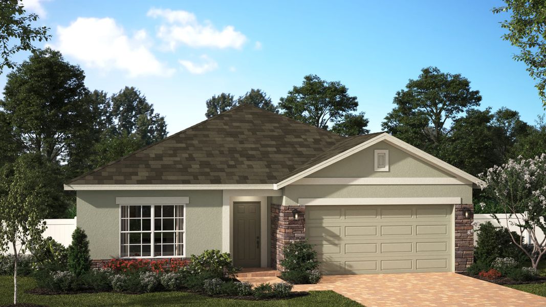 Bartley Flex | Elevation 2 with stone | Landsea Homes Florida