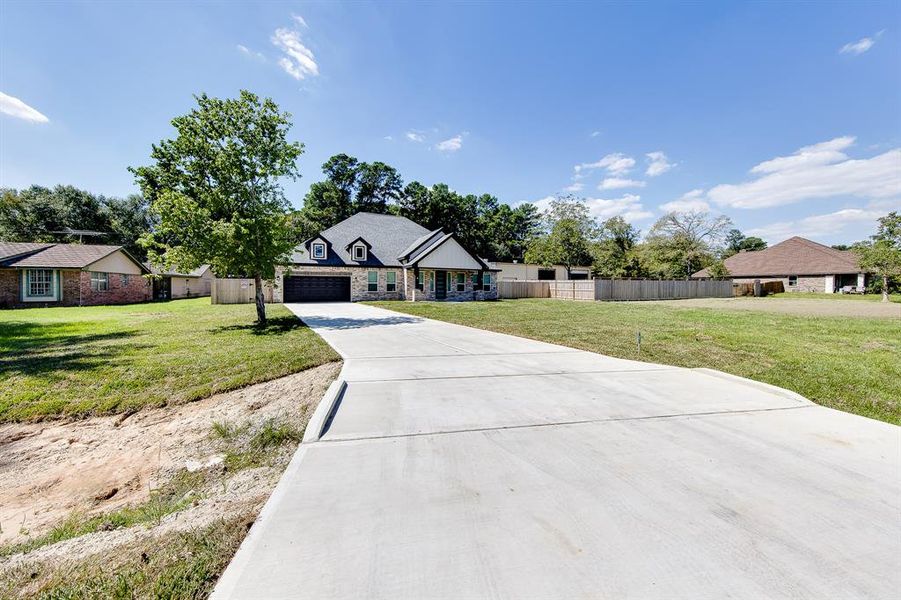 Long double driveway.