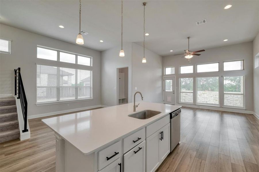 Kitchen is nice and open to the family room