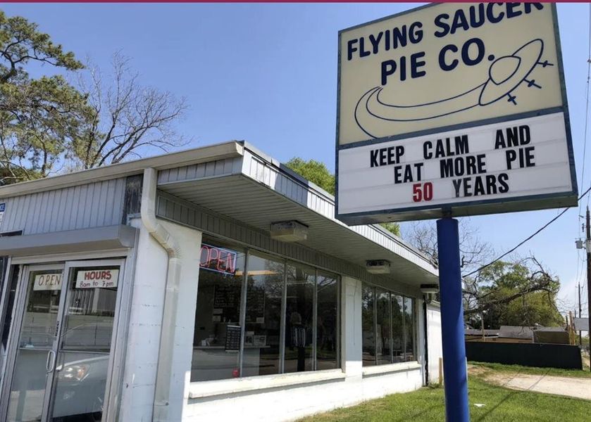 ...and for dessert, the famous Flying Saucer Pie Co.