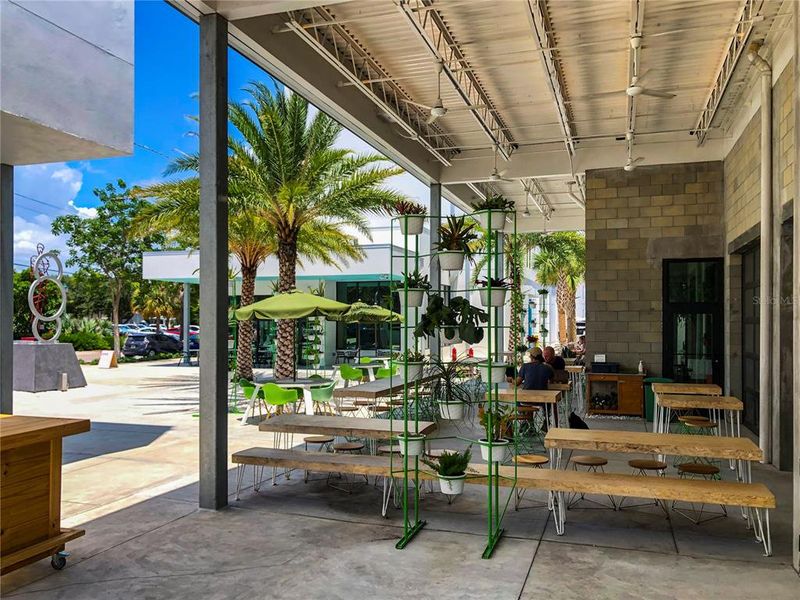 Open air restaurant square in Rosemary Square