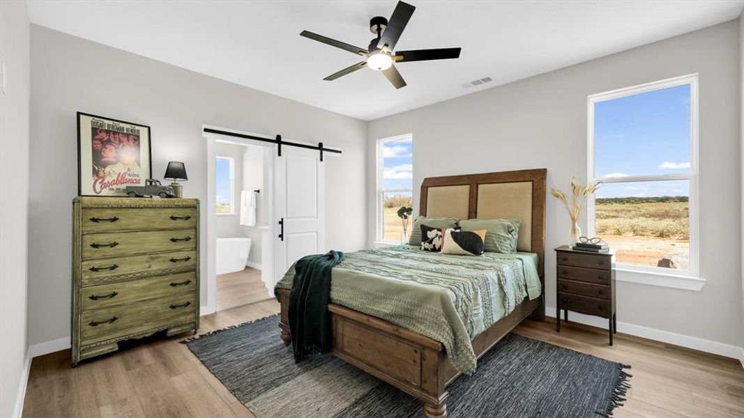 Master bedroom with optional barn door