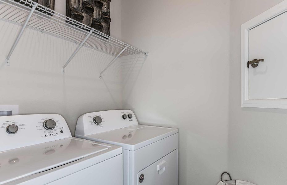 Laundry Room with Overhead Shelf for Storage