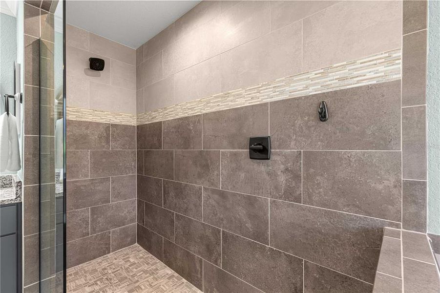 Large walk in shower in primary bathroom