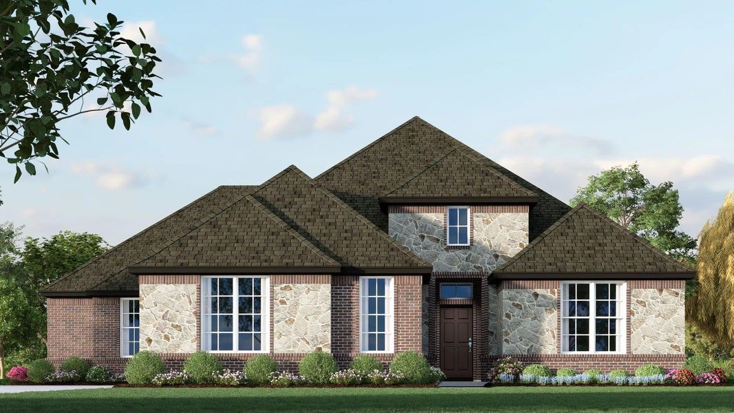 Elevation A with Stone | Concept 2796 at Massey Meadows in Midlothian, TX by Landsea Homes