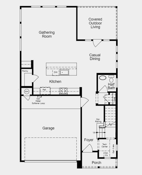 Structural options include: open stair railing, tankless water heater, gas stub out on back patio.