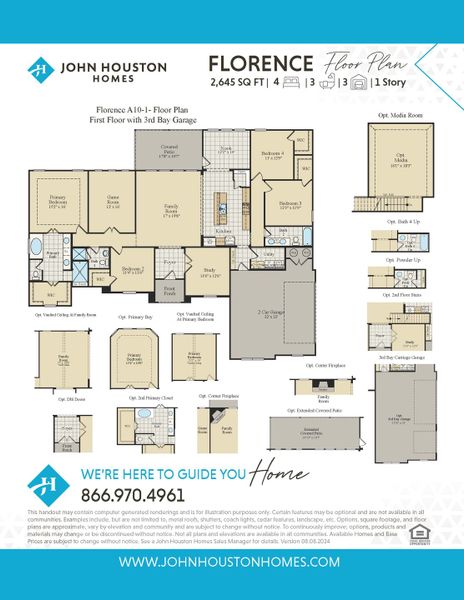 Florence A10-1 Floor Plan w/ 3rd car garage