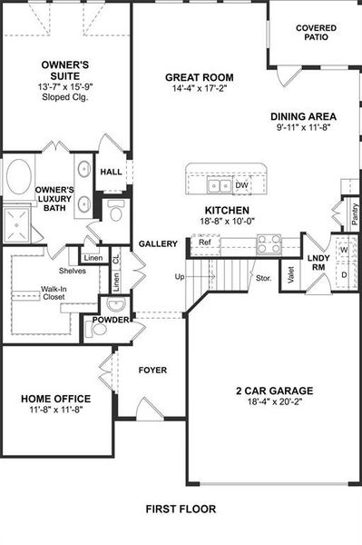 The Monaco III floor plan by K. Hovnanian® Homes. 1st Floor shown. *Prices, plans, dimensions, features, specifications, materials, and availability of homes or communities are subject to change without notice or obligation.