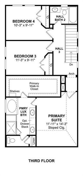 The Frances floor plan by K. Hovnanian Homes. 3rd Floor shown. *Prices, plans, dimensions, features, specifications, materials, and availability of homes or communities are subject to change without notice or obligation.