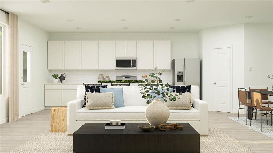 Living room featuring light hardwood / wood-style flooring