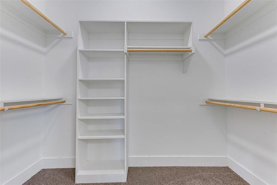 Spacious closet with carpet