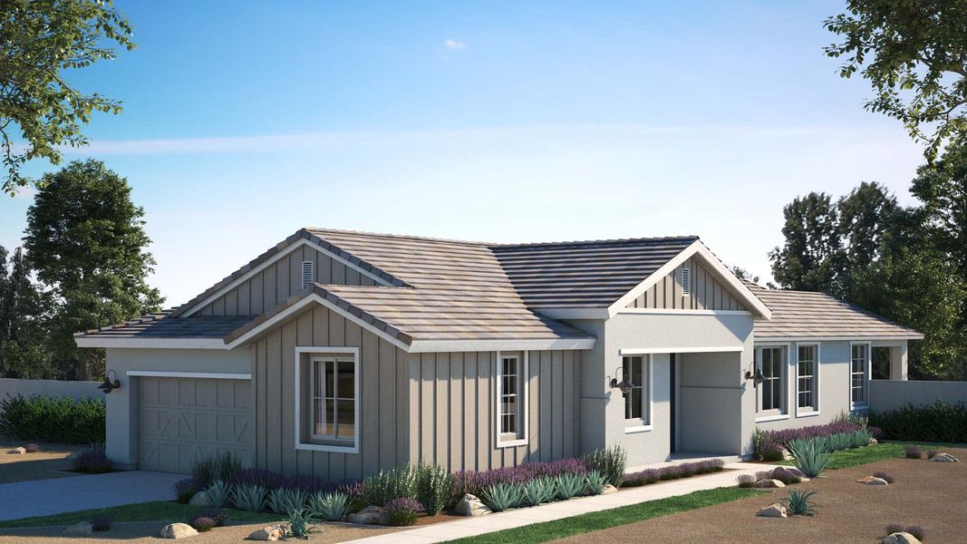 Farmhouse Elevation| Celadon | Greenpointe at Eastmark | New homes in Mesa, Arizona | Landsea Homes