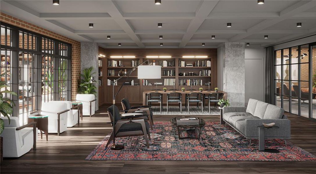 Grab your favorite book or laptop and stretch out in the library lounge, the perfect spot to mix and mingle with your Congress Lofts neighbors.