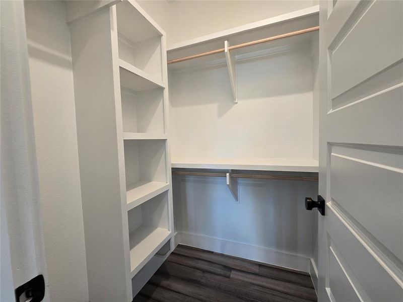 Lots of organizational/storage options in this secondary bedroom closet.