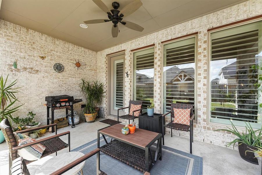 Large oversized patio with windows shining natural light into your living room