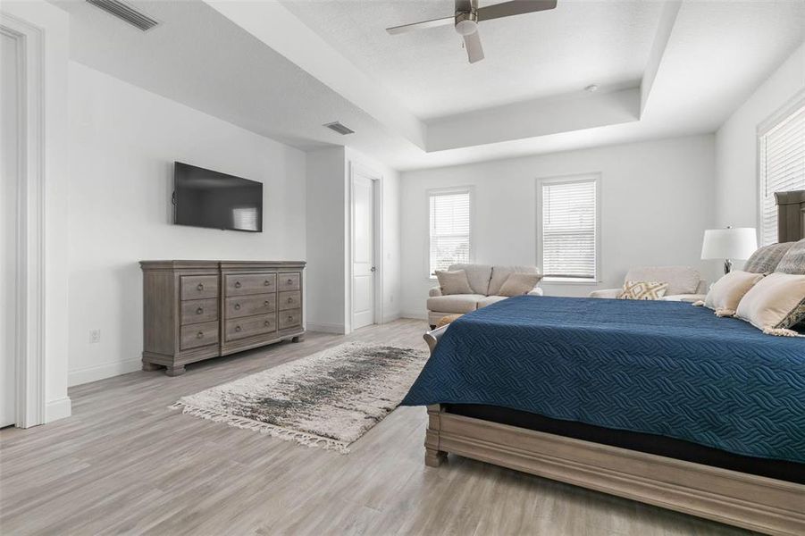 Spacious Primary Bedroom on 2nd Floor with Tray Ceiling