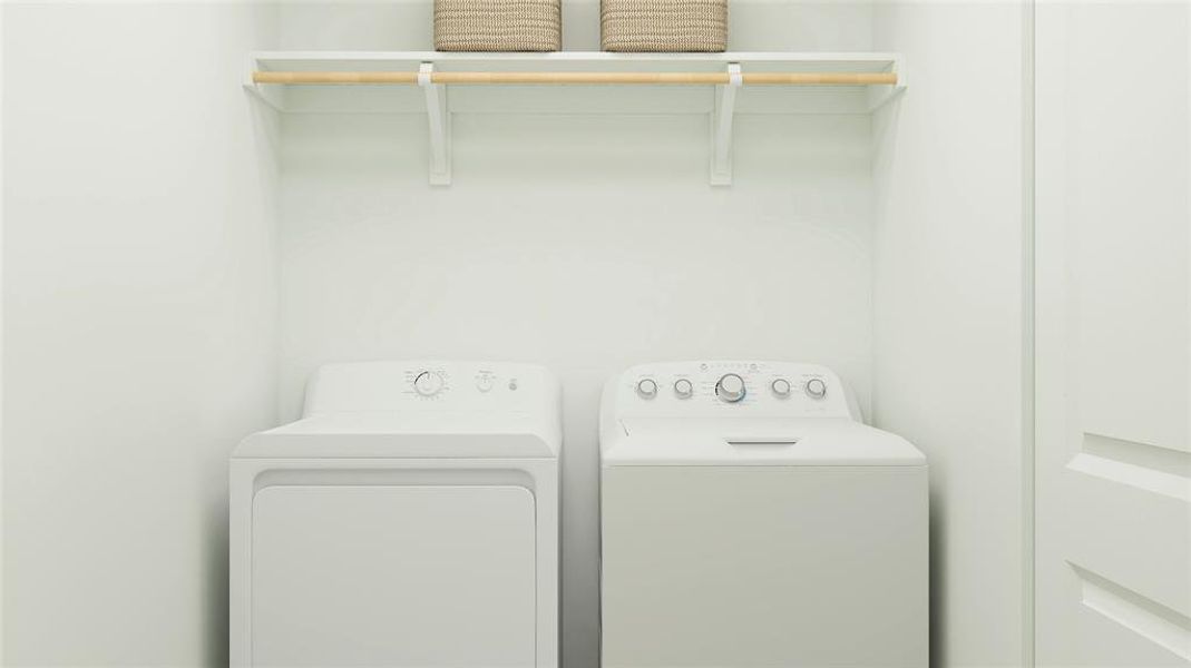 Clothes washing area featuring independent washer and dryer