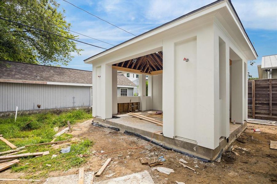 The gazebo will be accented with two handsome lanterns and finished with a porcelain tile floor.  You will love this space whether you leave your backyard as green space, add a pool or fun playscape equipment.  Photo as of 9/3/2024