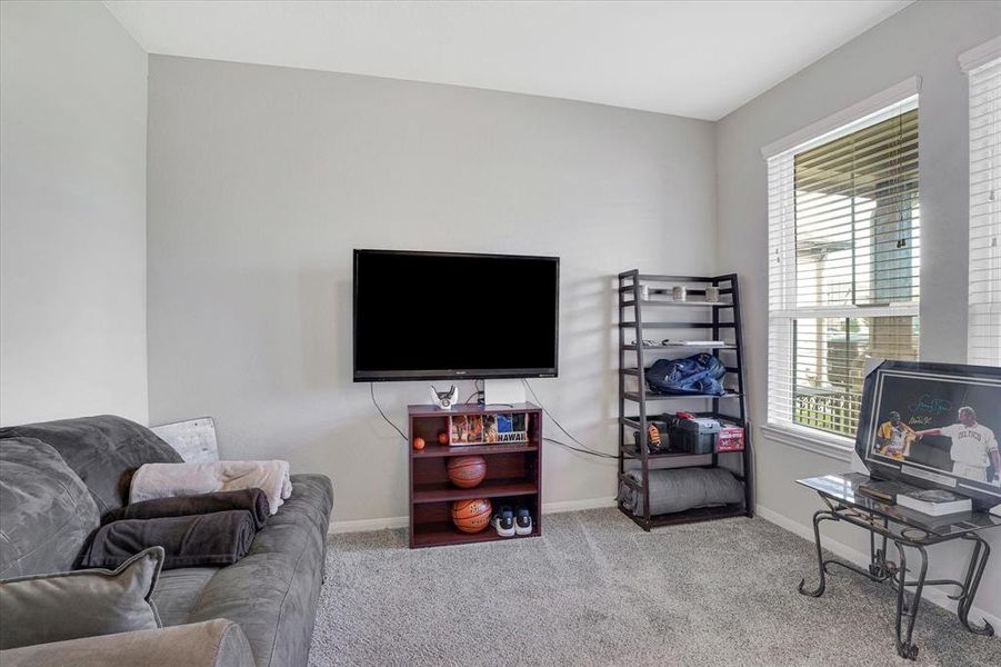 Versatile bonus room perfect for a home office or serene reading nook.