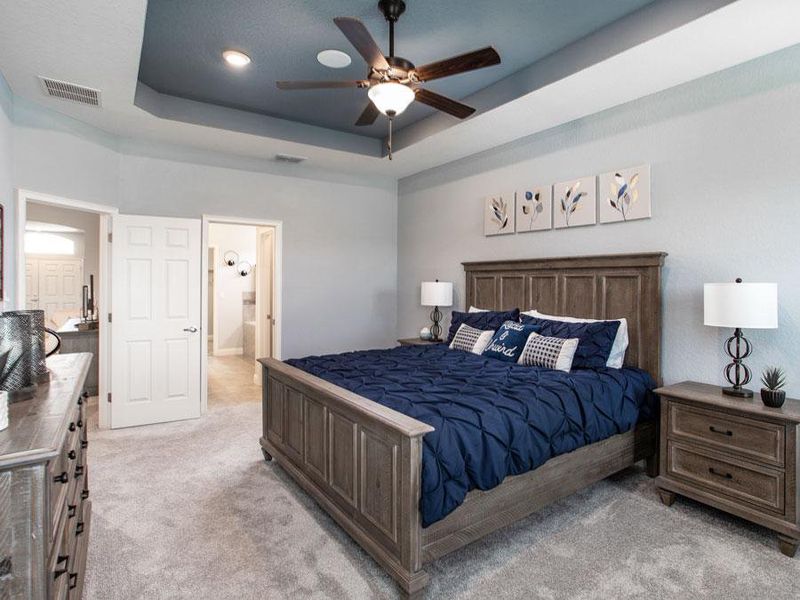 Spacious owner`s suite complete with an elegant tray ceiling - Westin ll home plan by Highland Homes