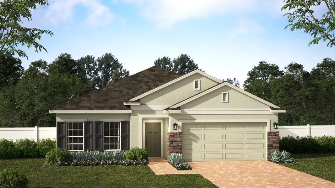 Elevation 2 with Optional Stone | Selby Flex | Trinity Place | New Homes In St. Cloud, FL | Landsea Homes