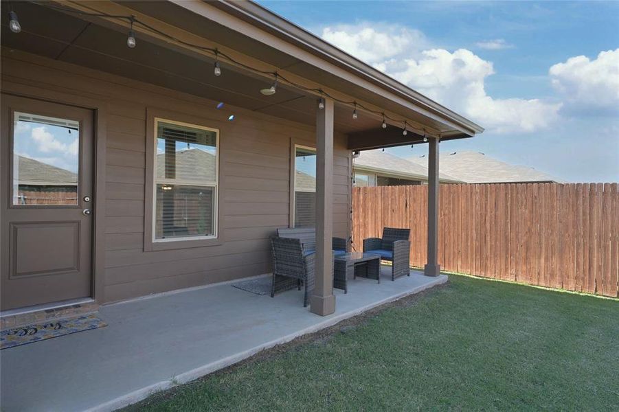 Wide covered back Patio