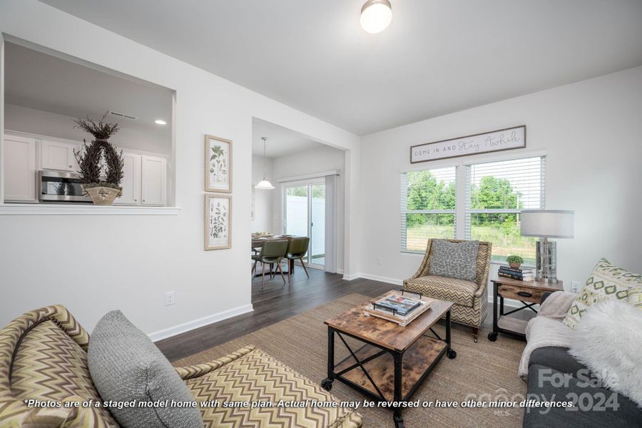 Living room open to dining area