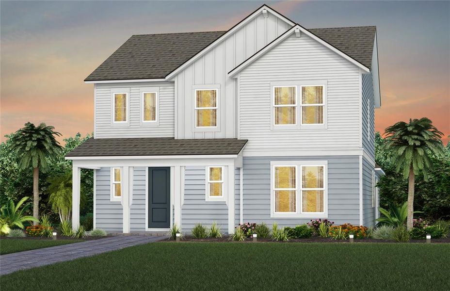 Carano FH3 Exterior Design. Artistic rendering for this new construction home. Pictures are for illustrative purposes only. Elevations, colors and options may vary.