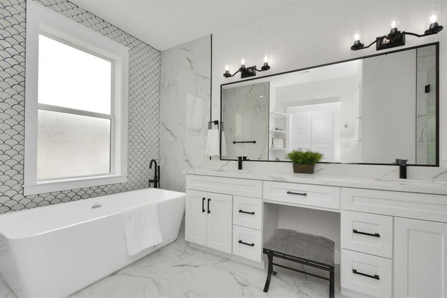 Primary bathroom: Spa-like retreat, modern design, tranquil ambiance, ultimate relaxation.